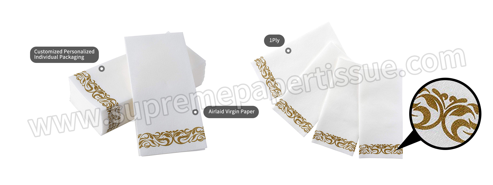 Airlaid Napkin 1/8 1/6 Fold Virgin White - Dinner Napkins 1/8 Fold 1/4 Fold - 1